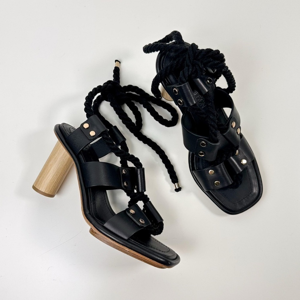 NEW Ulla Johnson Elvie Rope High Strappy Heel Sandal in Noir Size 38 US 7.5 - Picture 10 of 15